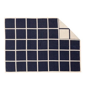 Vävd filt i lammull Criss Dark Blue