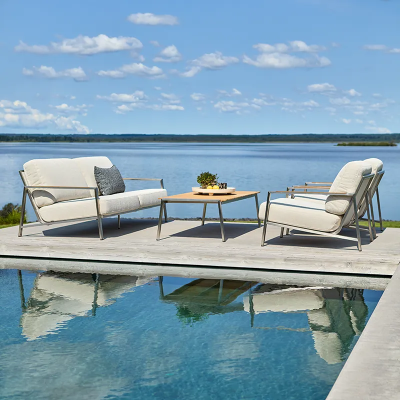 Naos 2,5-sits soffa  Stainless steel / Dot beige