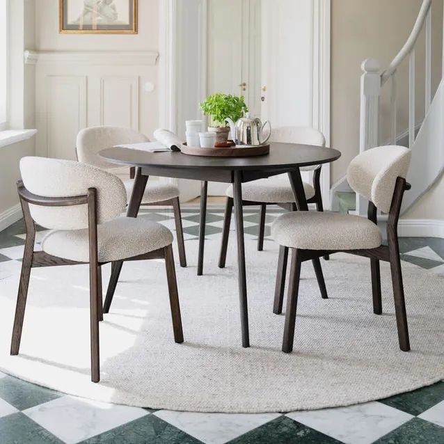 Patterson stol beige tyg/brun ek