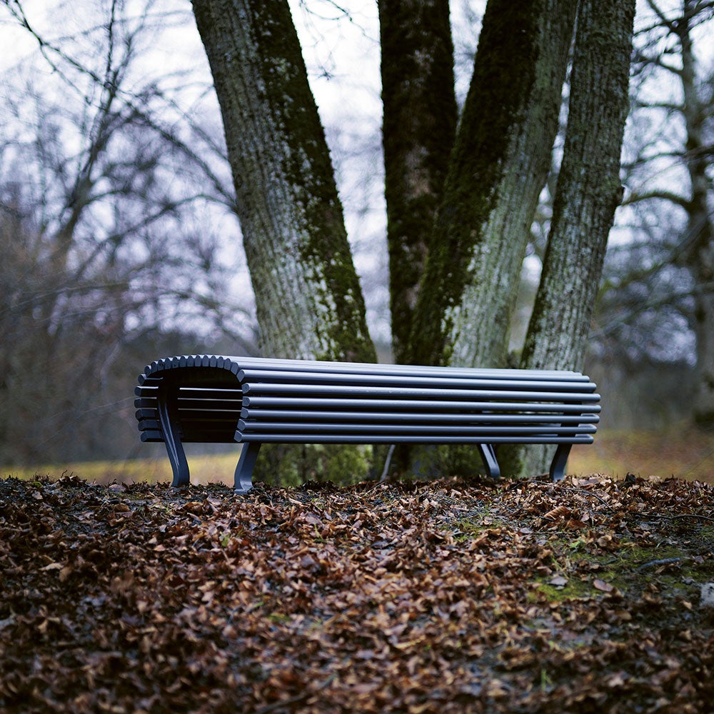 Jujol bänk smal natur / svart laserad mahogny