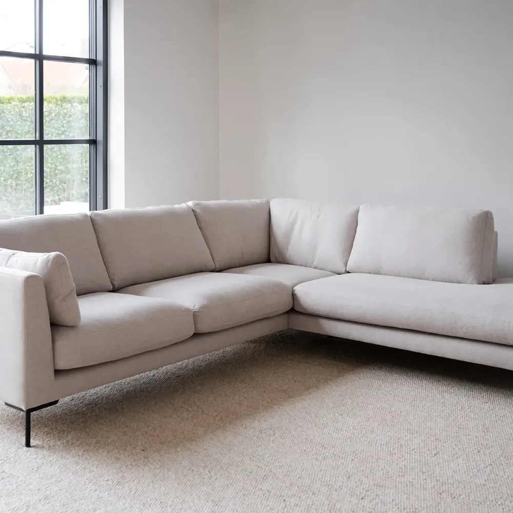 Corwin hörnsoffa 2,5+2,5-sits öppet avslut höger tyg Rita ljusbeige