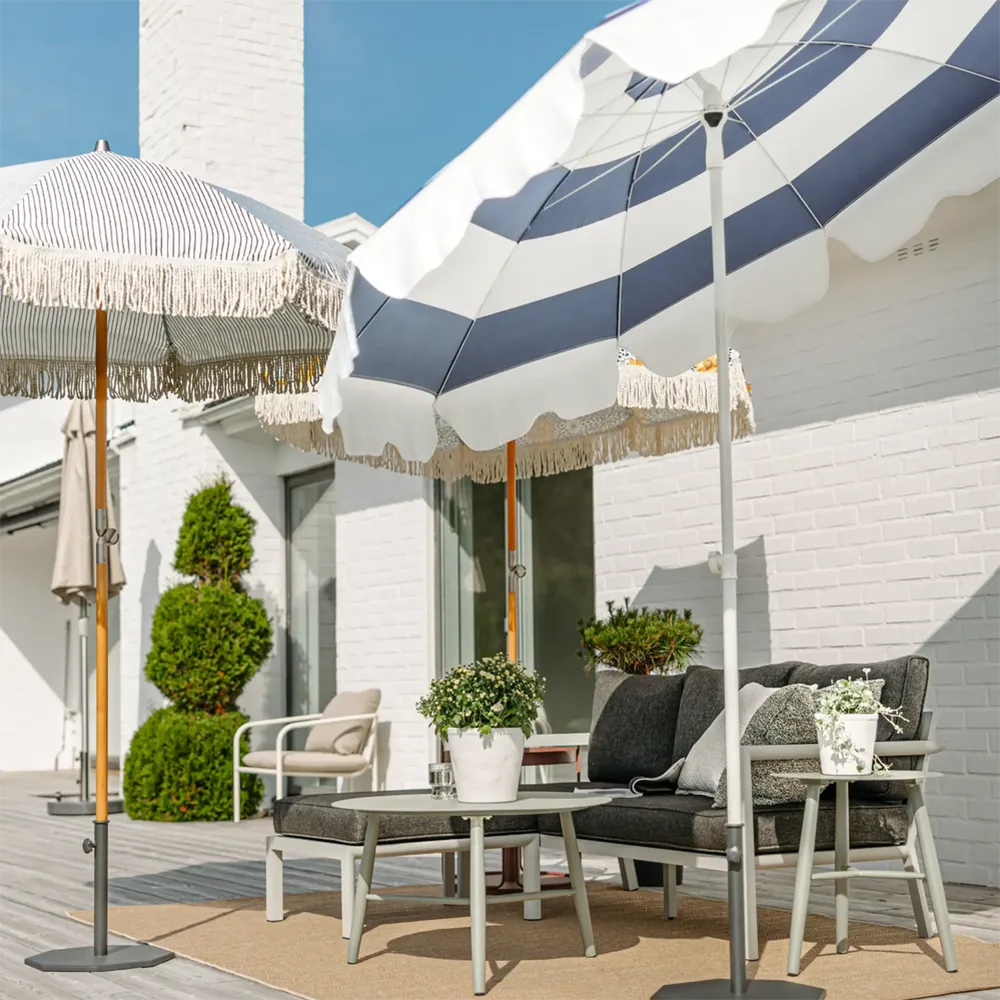 Gatsby parasoll Ø180 cm grårandigt 