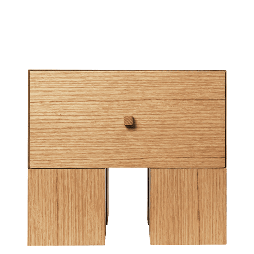 Kuben sängbord 1x1 - Natural Oak Veneer