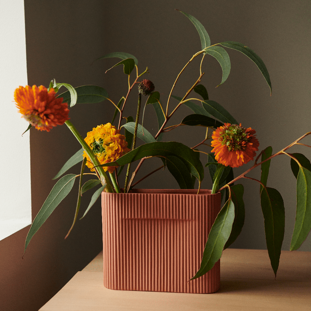 Ridge Vas H: 16,5 cm Terracotta