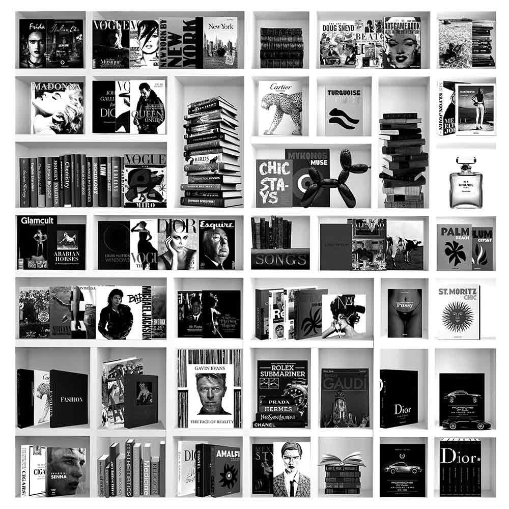 Väggdekoration Book Case Fashion White 100X100 Cm