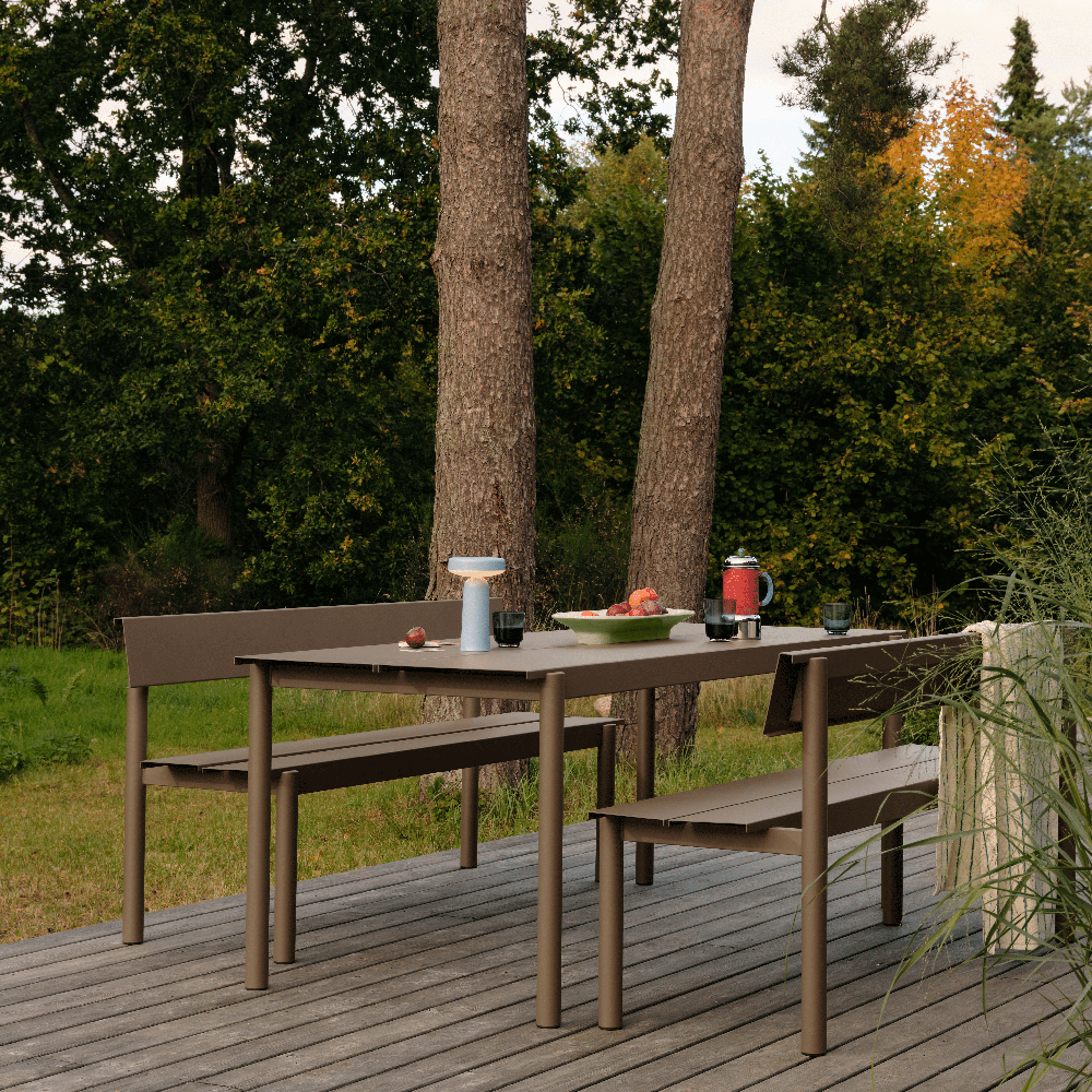 Rät stålbänk 170cm Linear Steel Burnt Orange