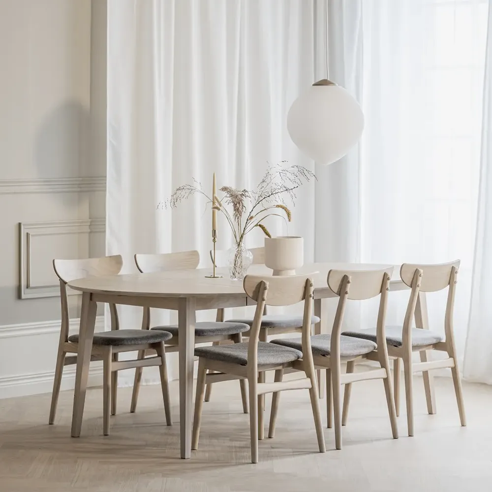 Rodham stol vitpigmenterad ek/ljusgrått