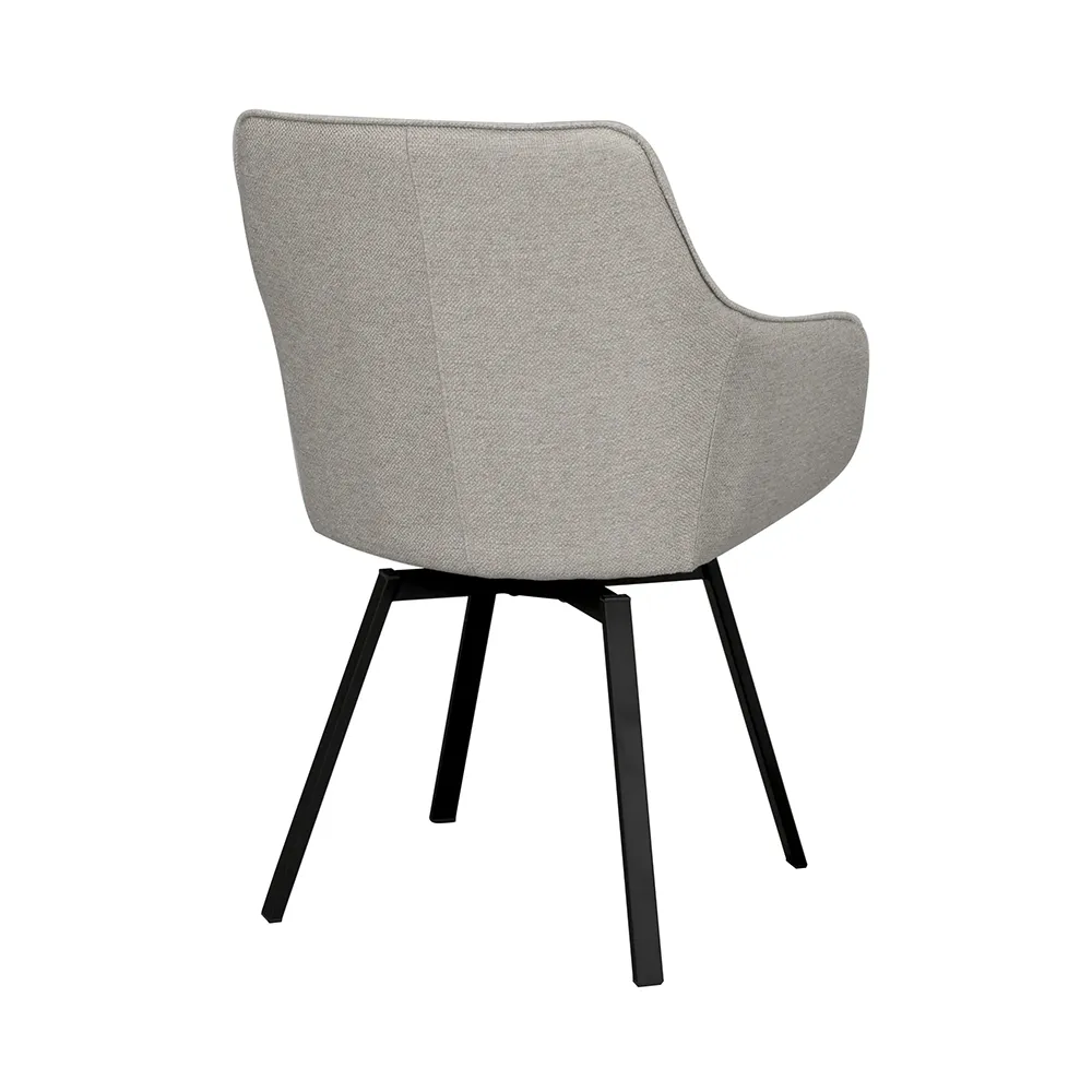 Alison karmstol beige tyg/svarta metallben