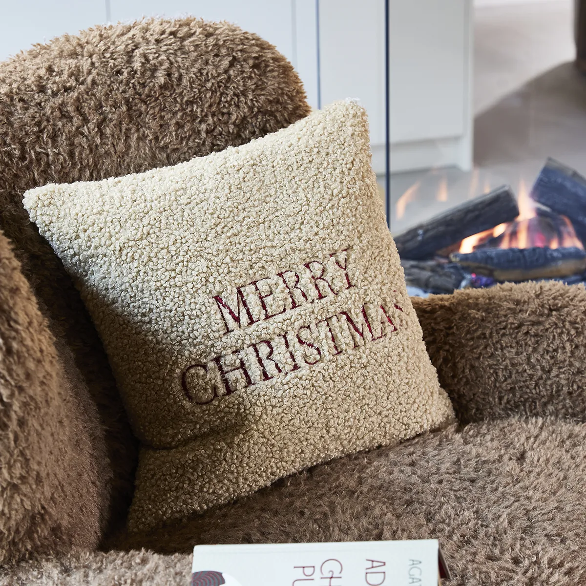Kuddfodral Merry Christmas Beige 50x50 cm