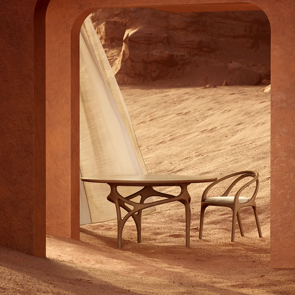 Cena matbord 150 cm lackad ek / beige quartzite