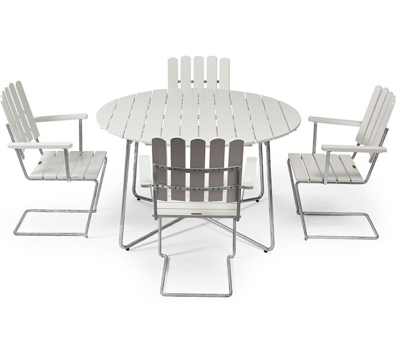 Bord 9A 100 Vitlackad Ek / Varmförzinkat Stativ