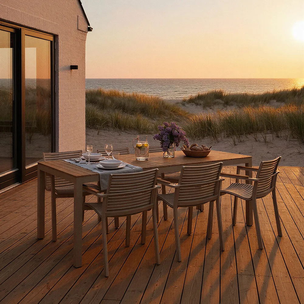 Mood Extreme matbord 100x208 cm sandy grey / teak