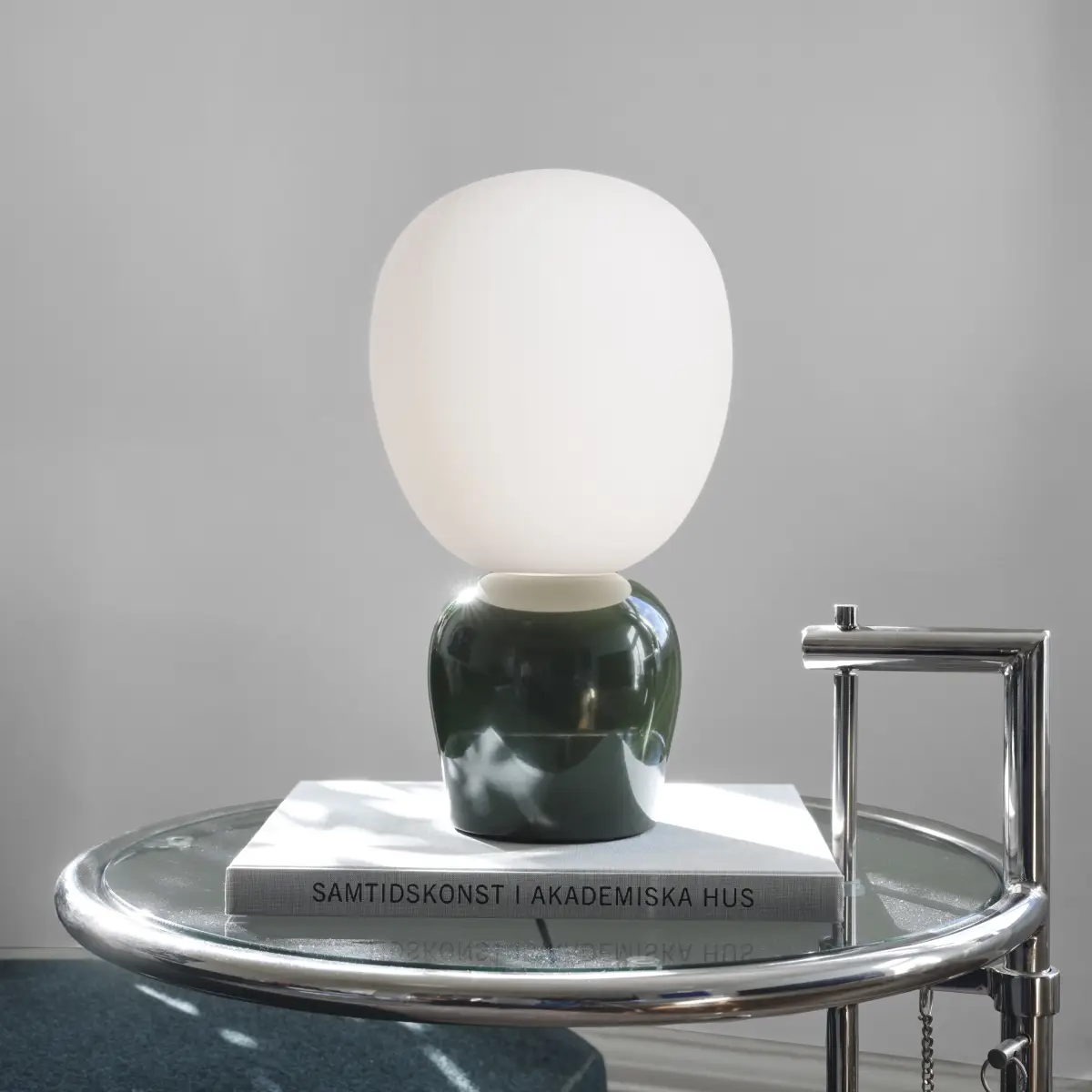 Bordslampa Ø18,4xH33,5 cm Metall/Glas Blank skogsgrön