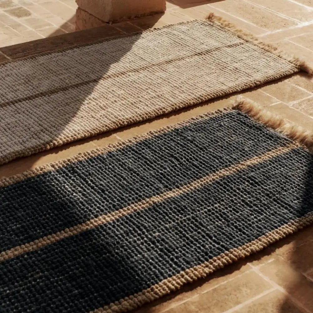 Athens Handvävd Jutematta 80x200 cm- Natural/Off-whi