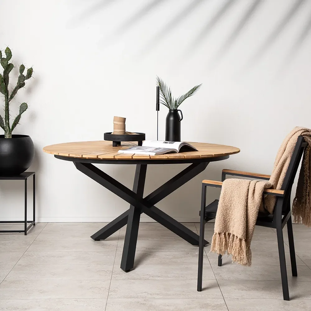 Mexico Matbord Ø140 cm Svart/Teak