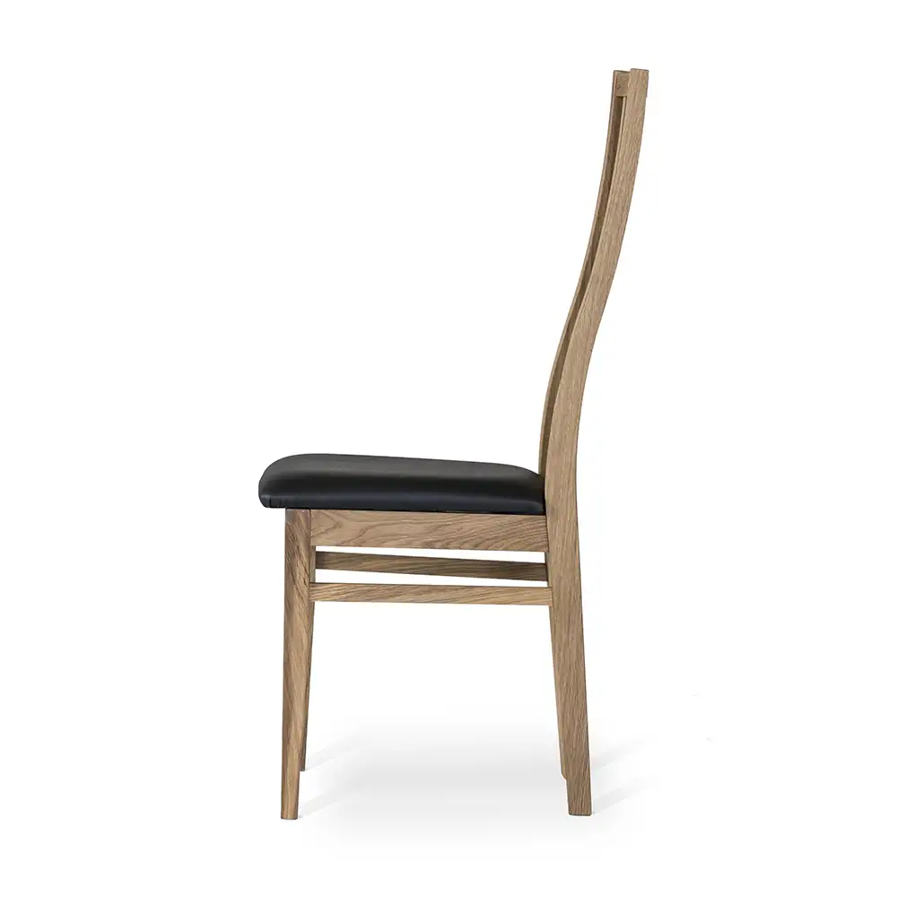 Allegro matstol oljad ek m/ svart läder 2-pack