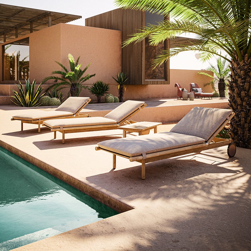 TIBBO solsäng i teak med hjul 