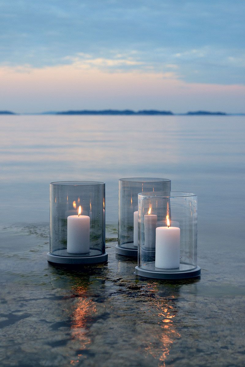 Möja Ljuslykta Grått Glas 