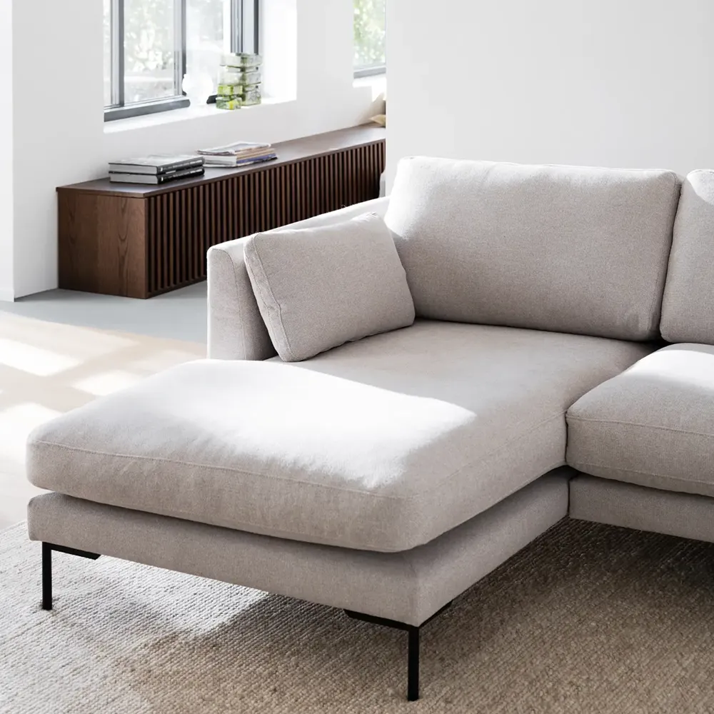 Corwin soffa 3,5-sits soffa med schäslong vänster tyg Rita ljusbeige
