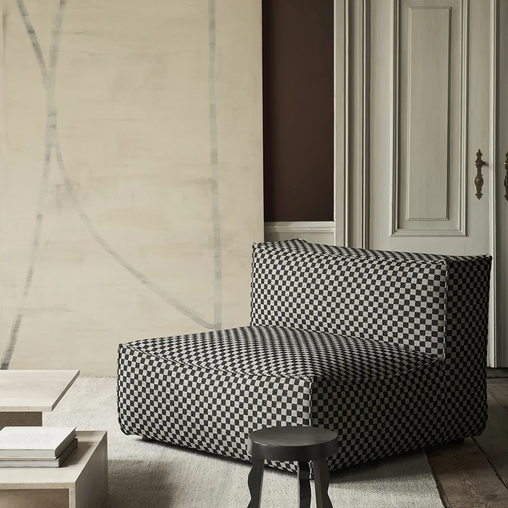 Catena Sofa Center L100 - Check - Sand/Black