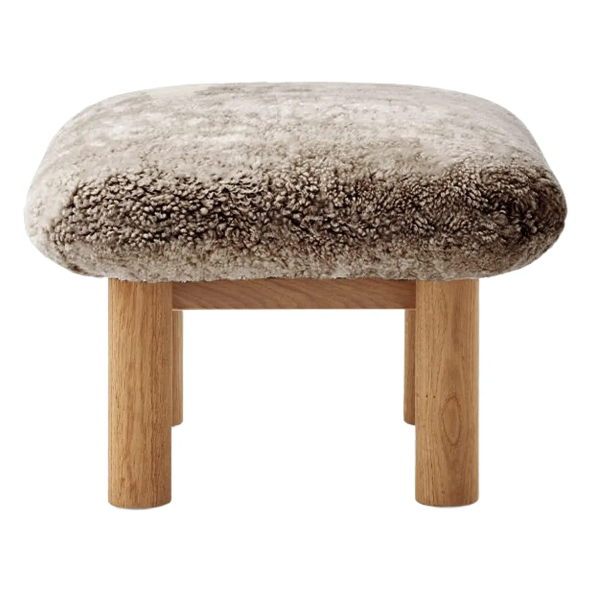Brasilia pall helklädd, ek massiv natur, Sheepskin Nevotex Sahara