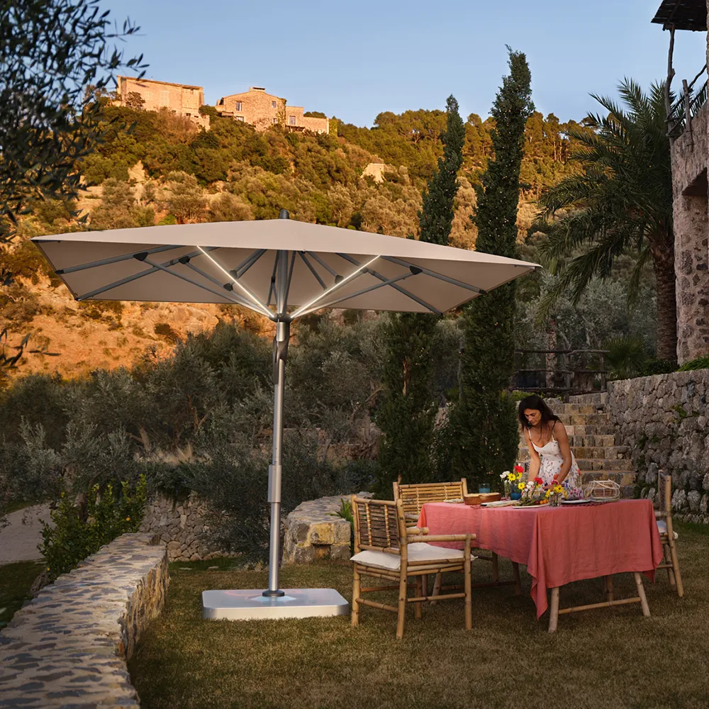 Fortello LED 350x350 cm parasoll alu Cat.5 639 Blush