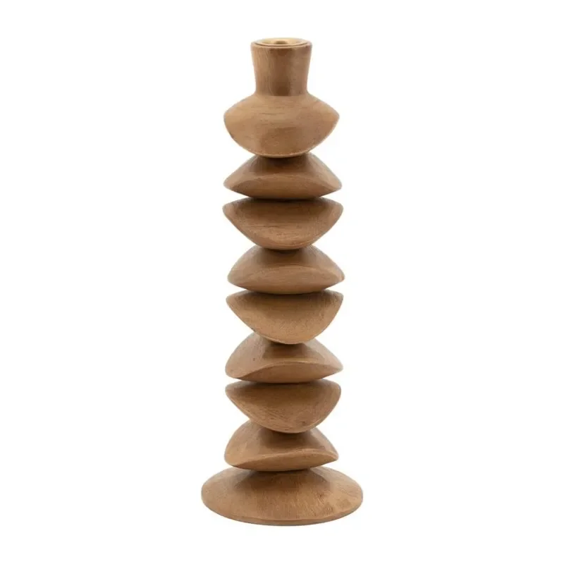 Kasane small Ljusstake 10x10x29 cm Mangoträ Brun