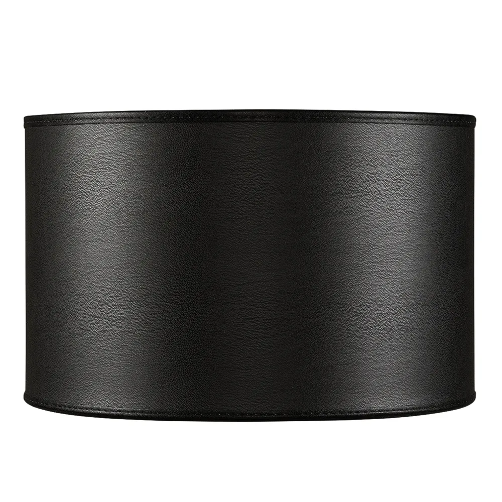 Lampskärm Cylinder Small Leather Black