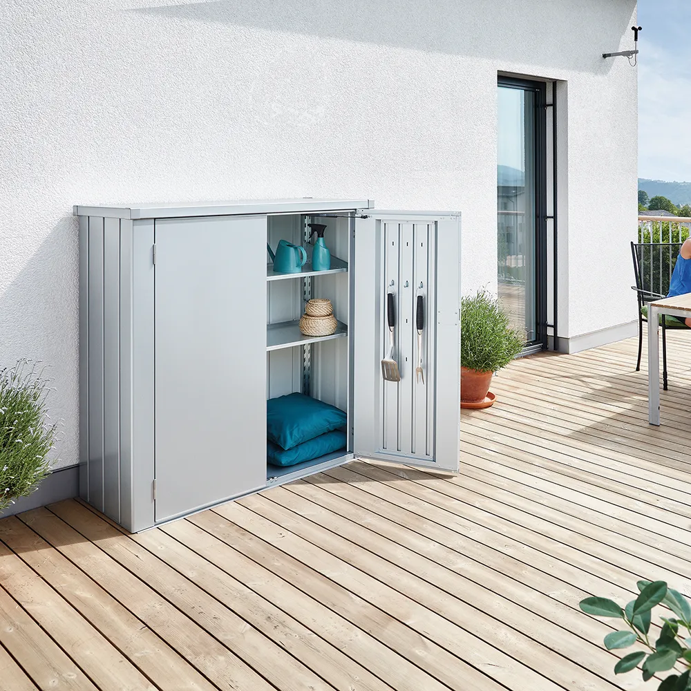 Romeo terasskåp M HIGH metallic quartz grey