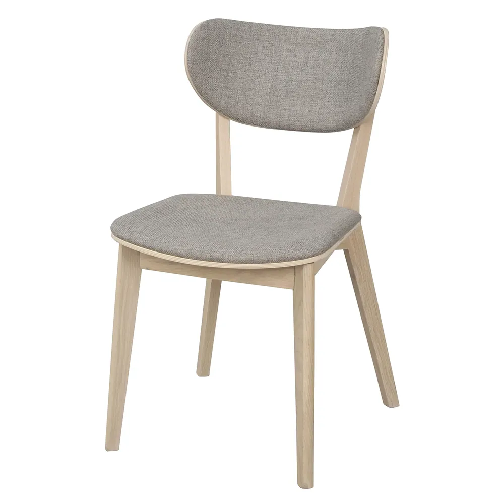 Kato matstol vitpigmenterad ek/ljusgrått tyg