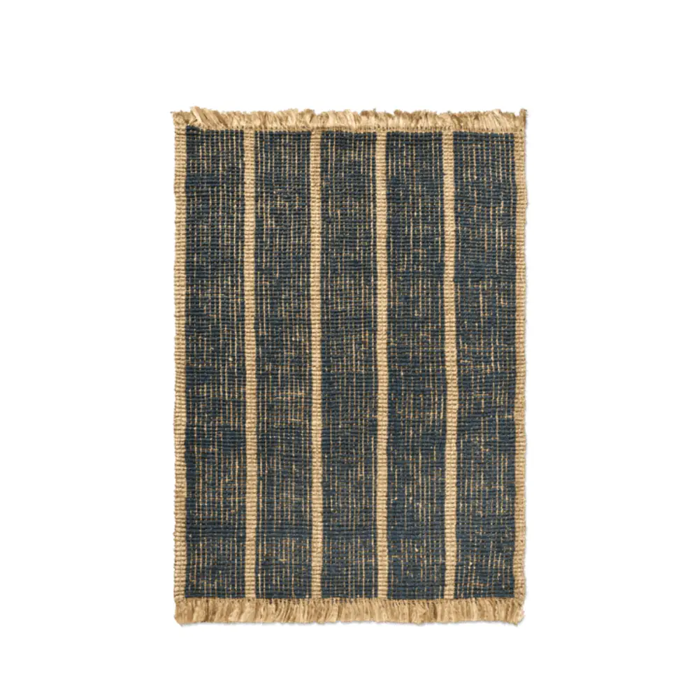 Athens Handvävd Jutematta 140x200 cm- Natural/Ink Blue