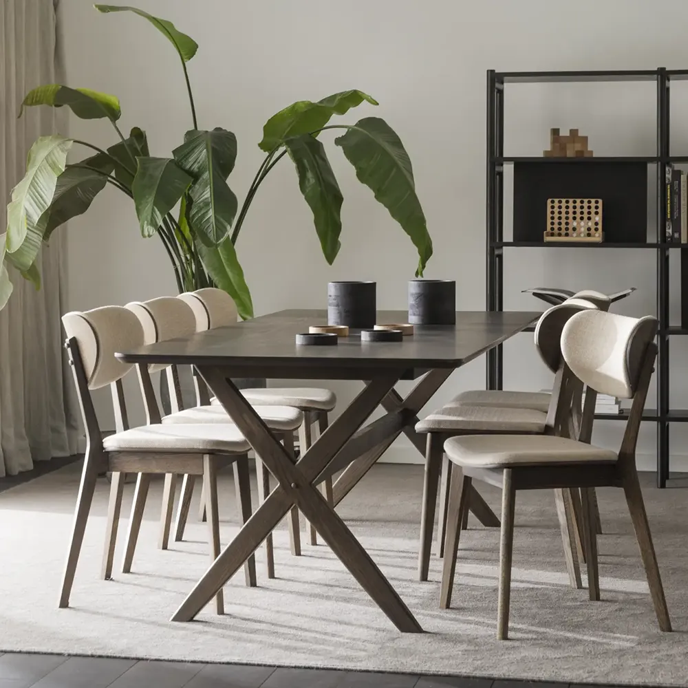 Kato matstol brun ek/beige tyg