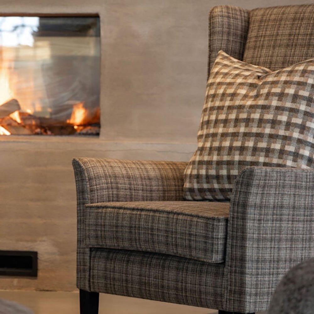 Rockwell tygfåtölj-callum plaid brown