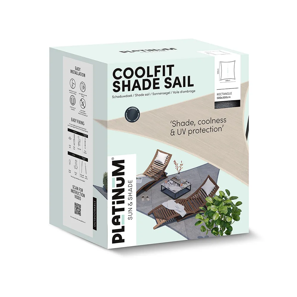 Coolfit solsegel rektangulärt 500x300 cm Ecru white