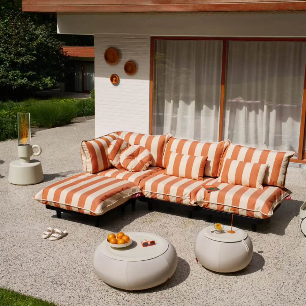 circle pillow prydnadskudde stripe orange creme