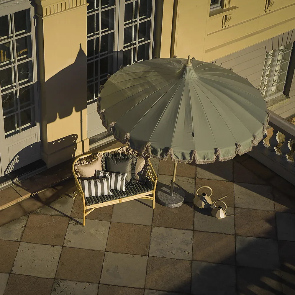 Parasoll med fransar Ø240 cm Eucalyptus