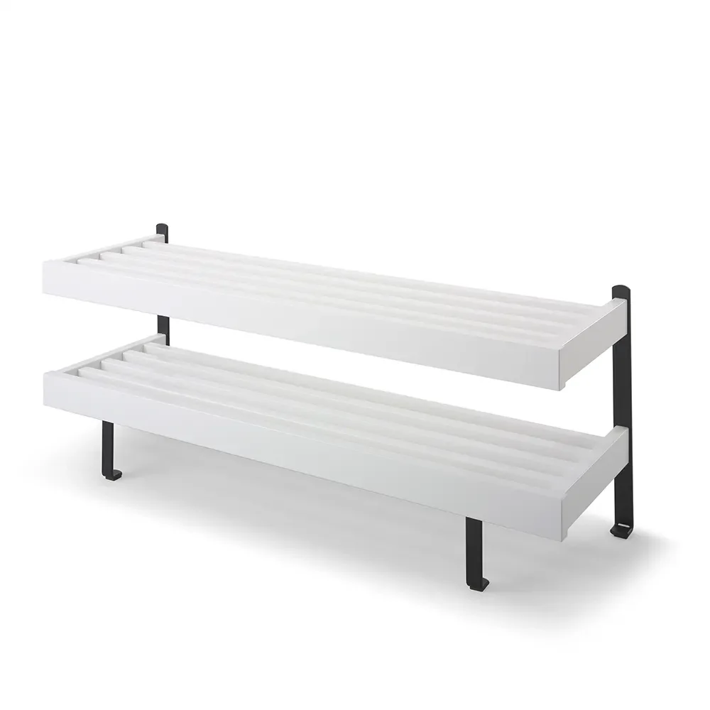 Nadja Skohylla 100 cm Vitlackad Björk/Mattsvart stål