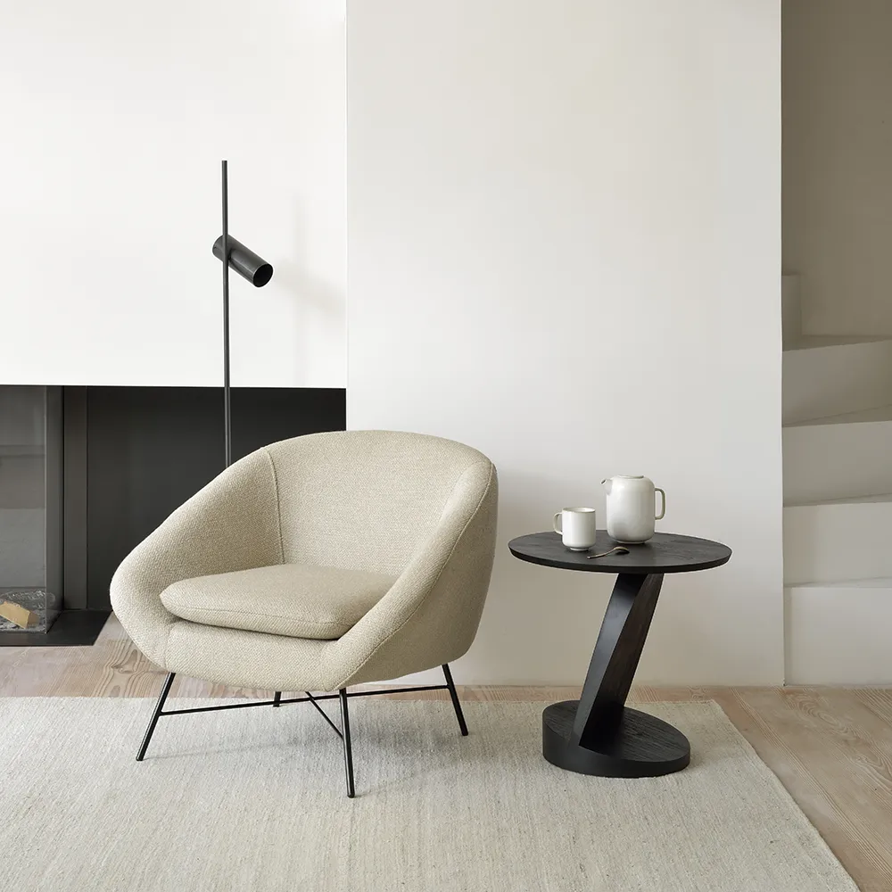 Oblic Sidobord Svartlackad teak