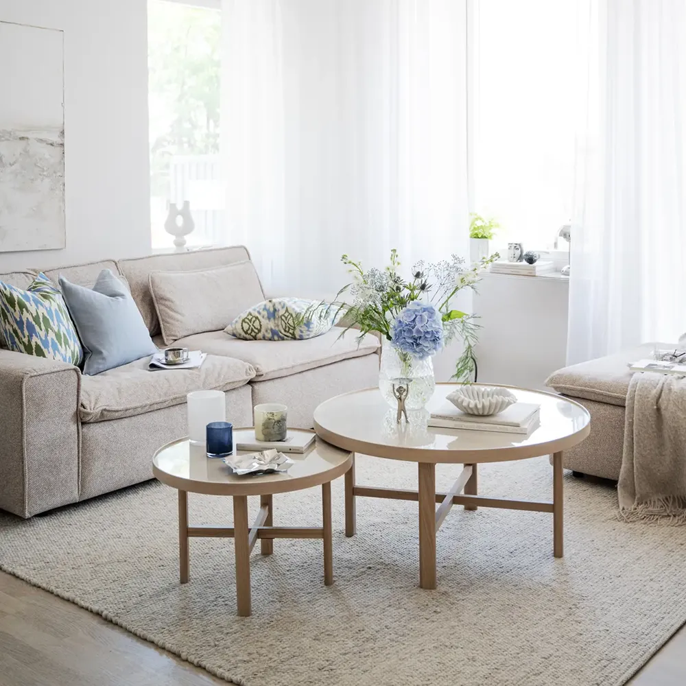 Marsden soffbord Ø60 cm keramik/vitpigmenterad ek