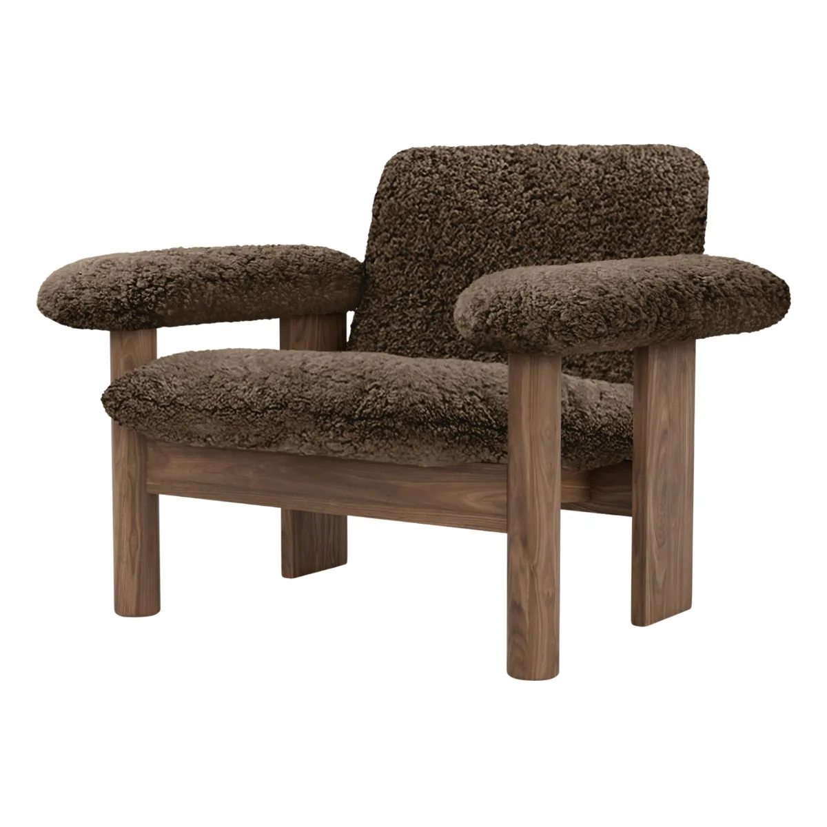 Brasilia loungestol valnöt massiv Sheepskin Nevotex Root
