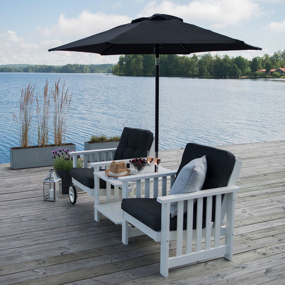 Parasoll 200 cm beige stål 