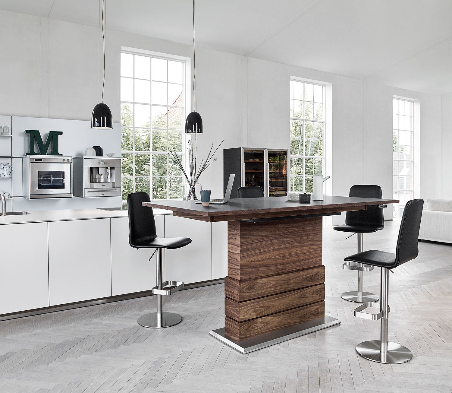 Sm30 Matbord 100X200-280 Cm Vitoljad Ek / Vit Laminat 