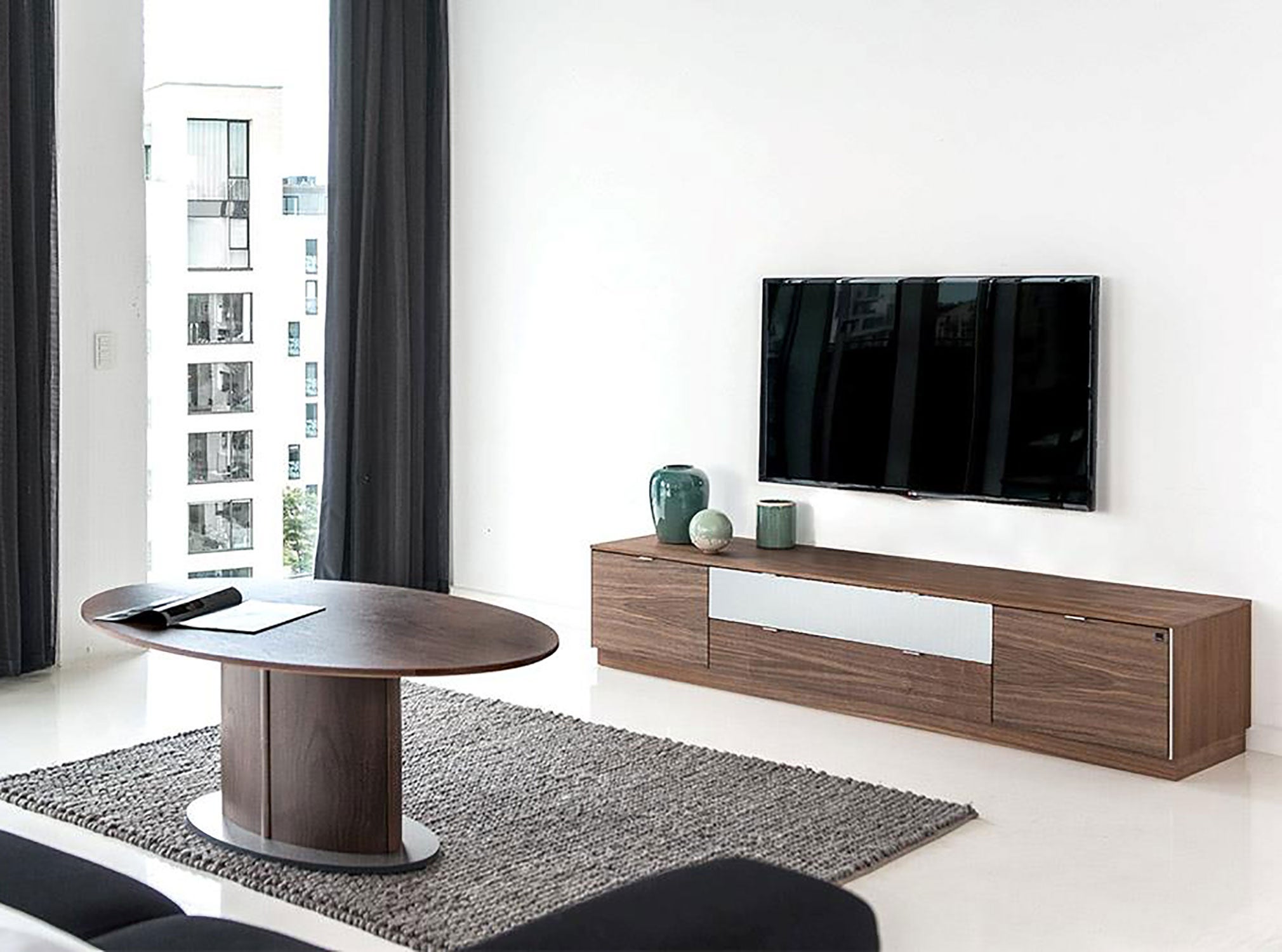 Sm941 Tv-Bänk Valnöt Lack 194X44X40Cm 