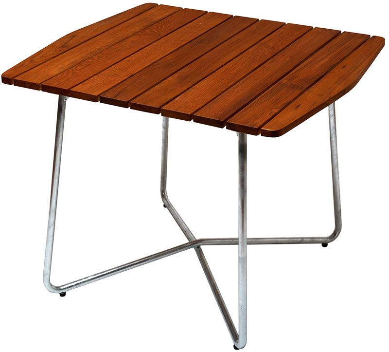 Bord B30 84 X 92 Obehandlad Teak / Varmförzinkat Stativ Stå