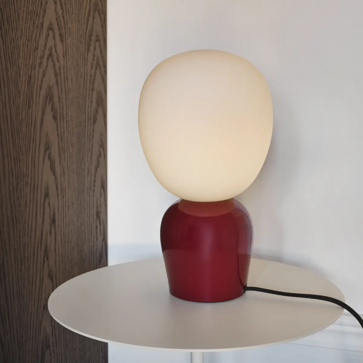 Bordslampa Ø18,4xH33,5 cm Metall/Glas Vinröd