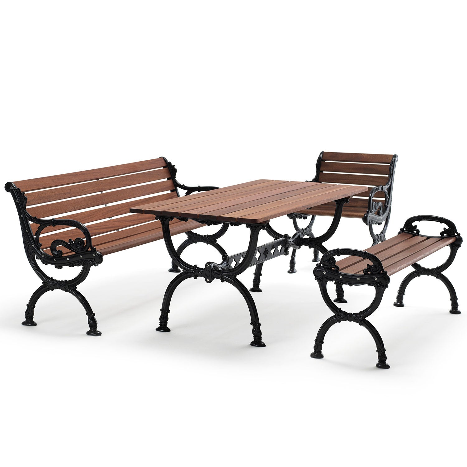 Byarum bord / stativ: vit / virke: oljad mahogny