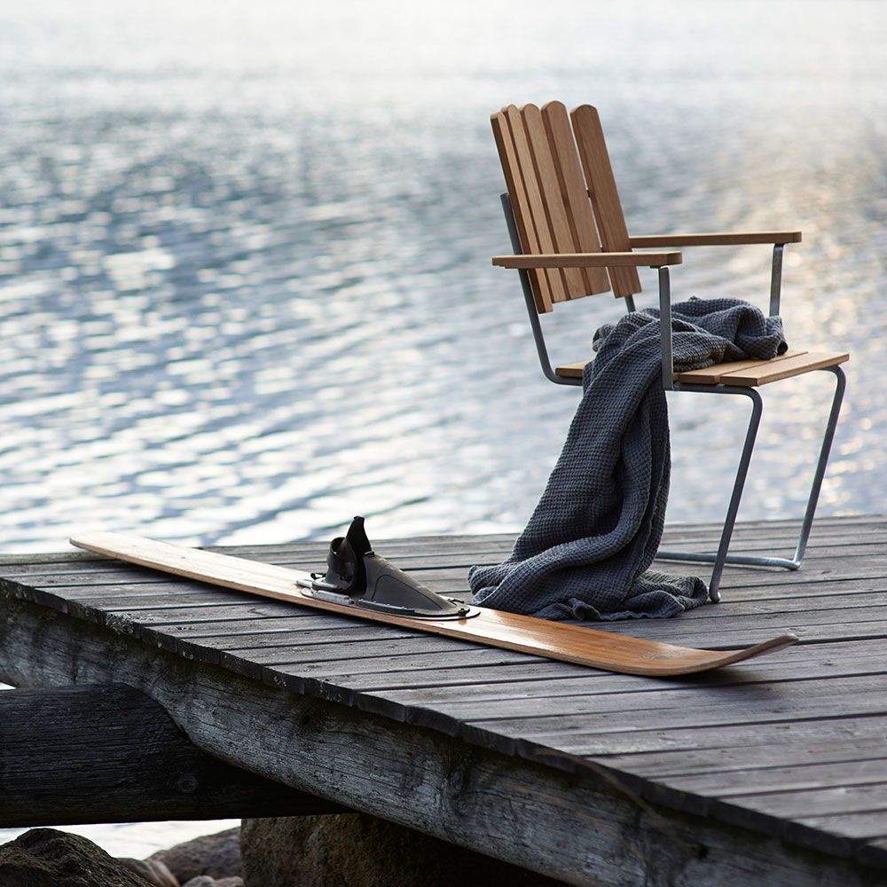 A2 Fåtölj Oljad Ek/Mörkgrönt Stativ