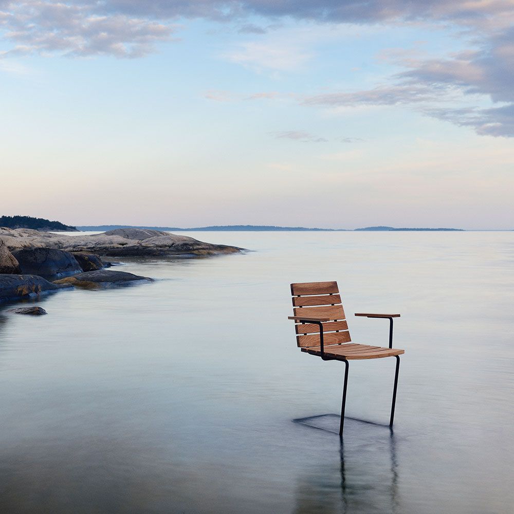 Grinda Karmstol Svart / Teak 