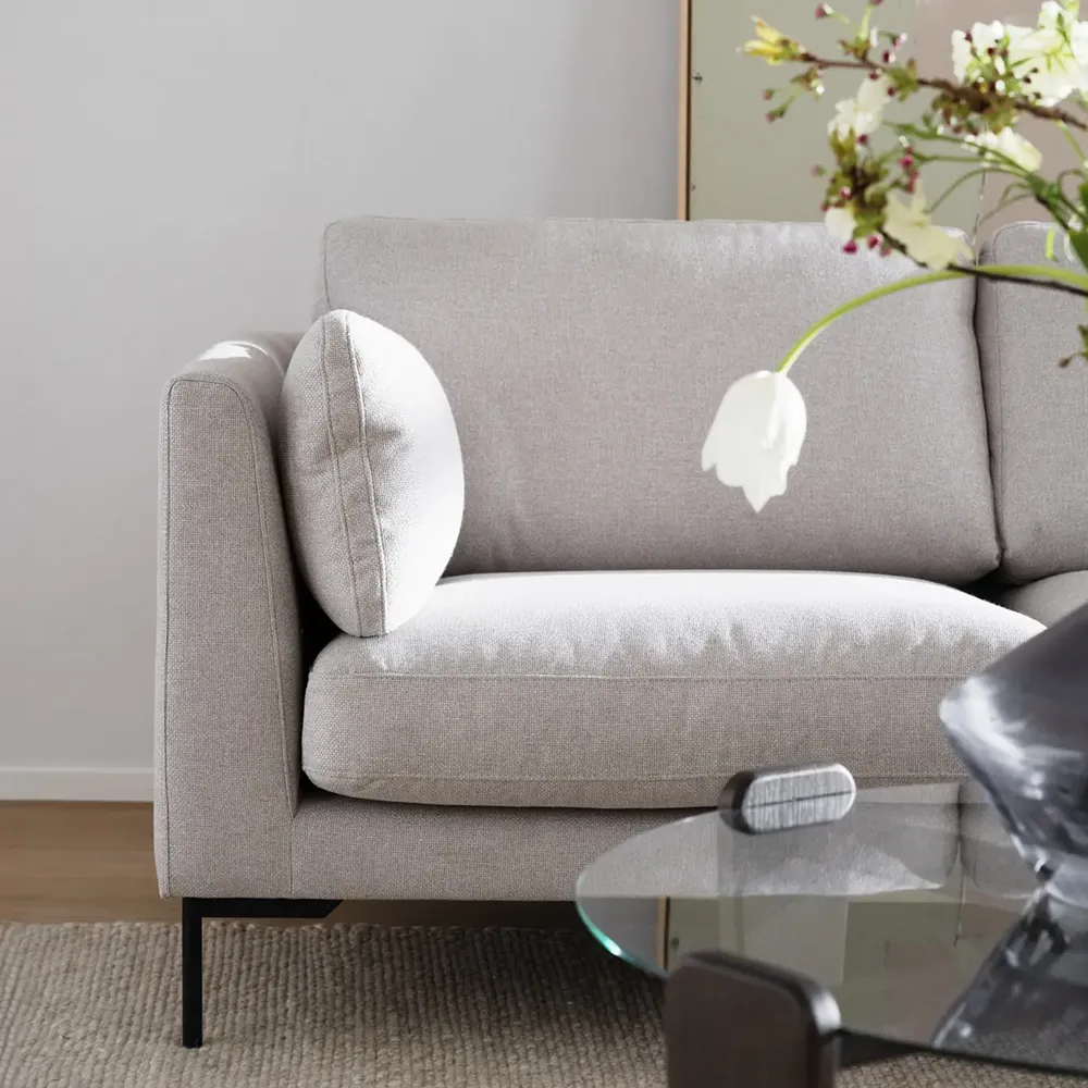Corwin soffa 3,5-sits soffa med schäslong höger tyg Rita ljusbeige