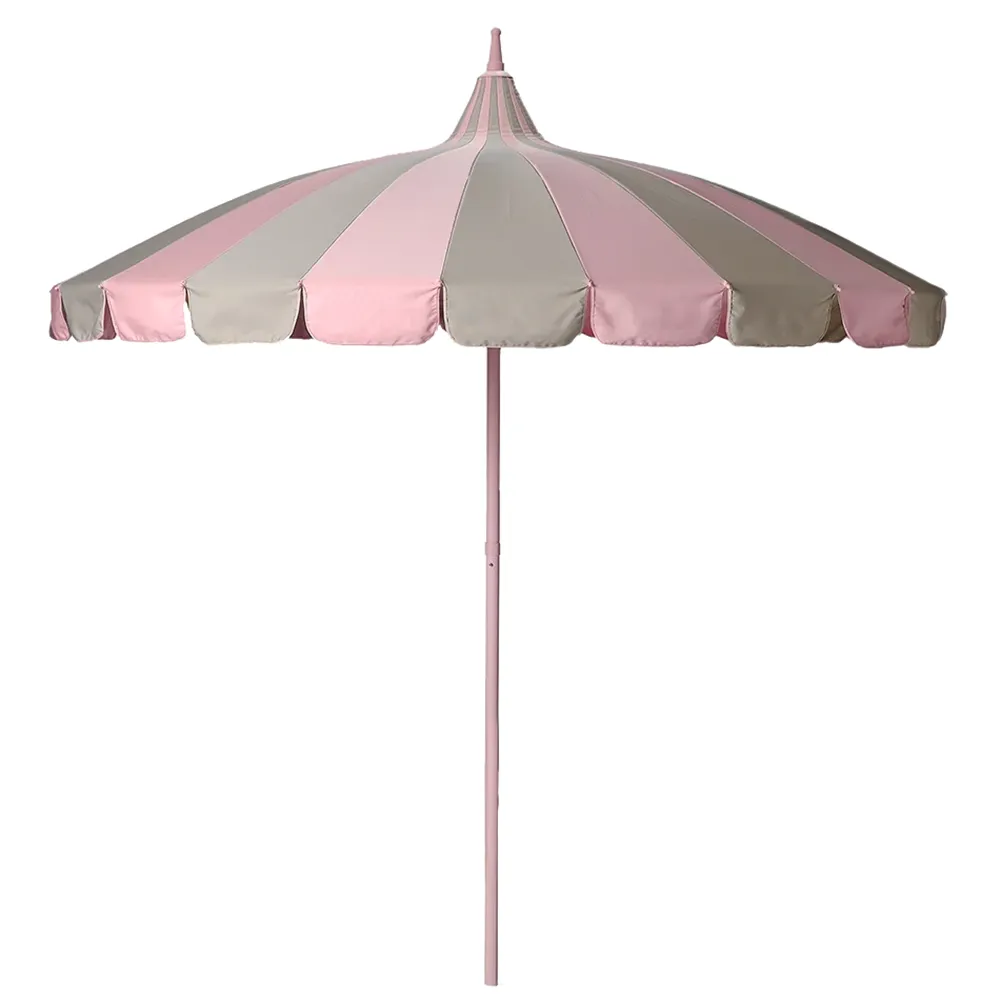 Parasoll Ø240 cm Rosa/Beige randigt